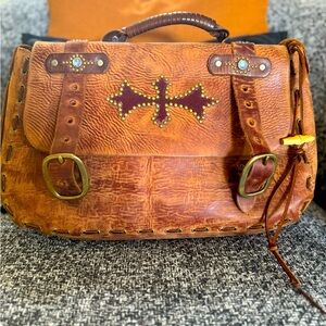 Jeff Gallea Leather Studded Messenger Bag